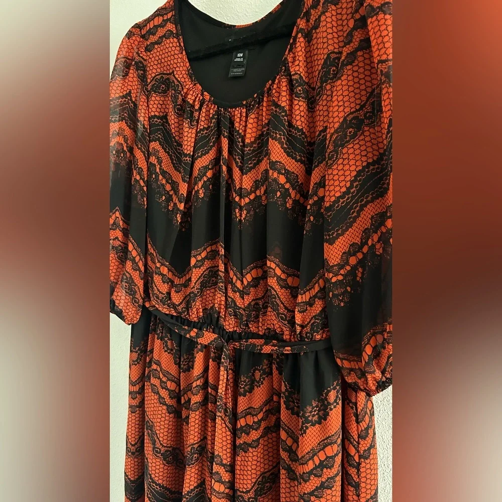 Enfocus Studio | Dresses | Enfocus Studio Orange And Black Printed Long ...